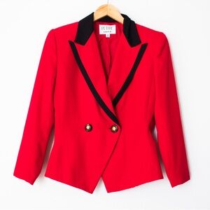 Petite Sophisticate | Vintage 80’s/90’s Red & Black Colorblock Blazer | Size 6
